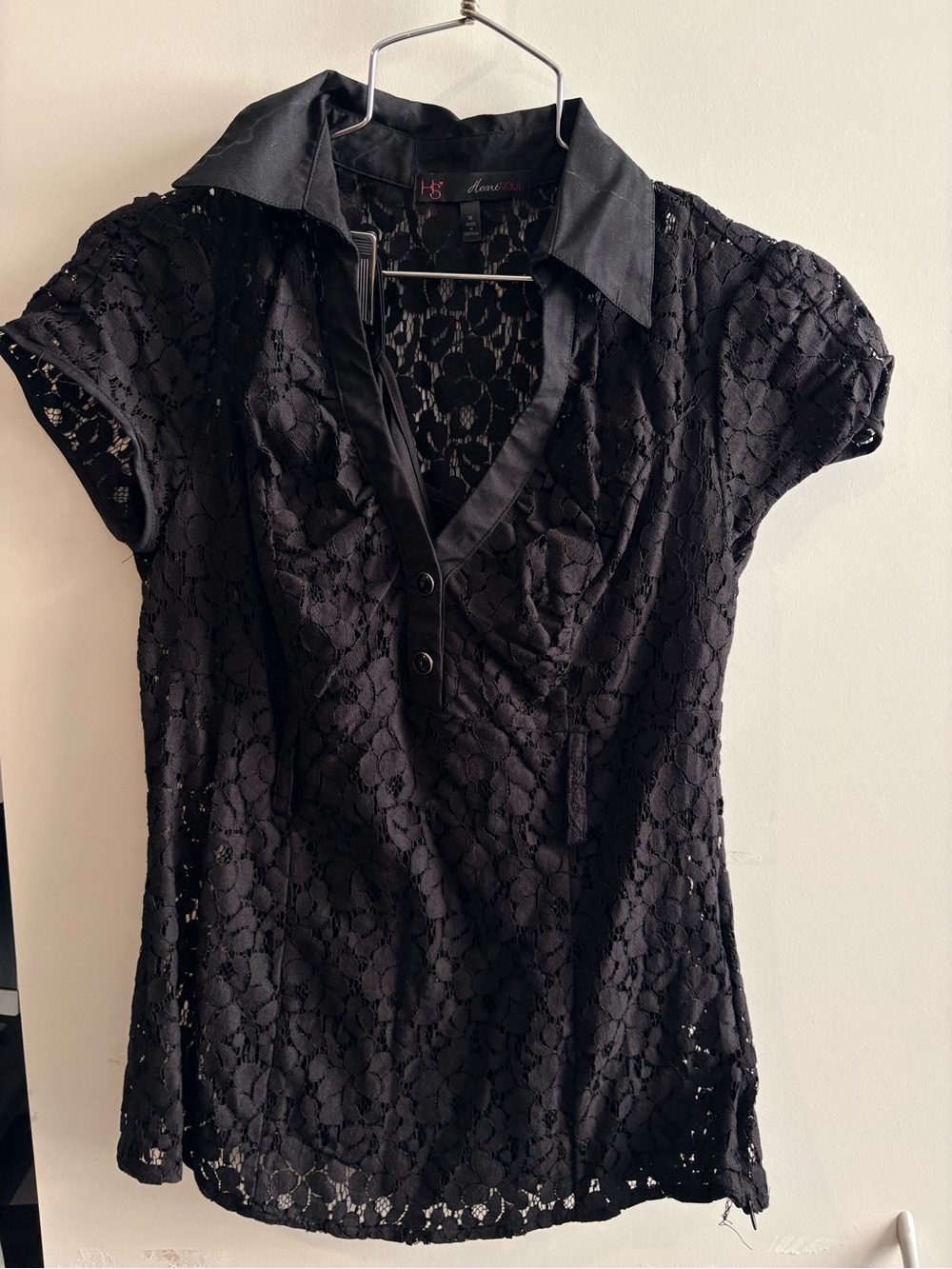 HeartSoul Black Lace Blouse with tank no belt juniors size Medium M